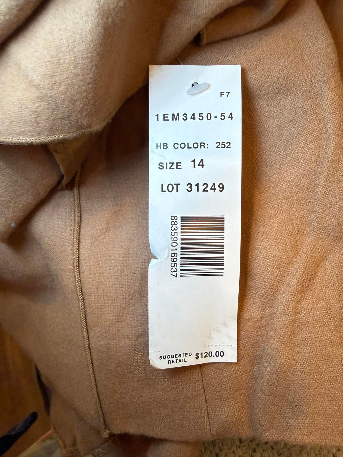 Harvé Benard Vintage Two-Piece Set Brown Jacket and Skirt, Size 14/16 NWT