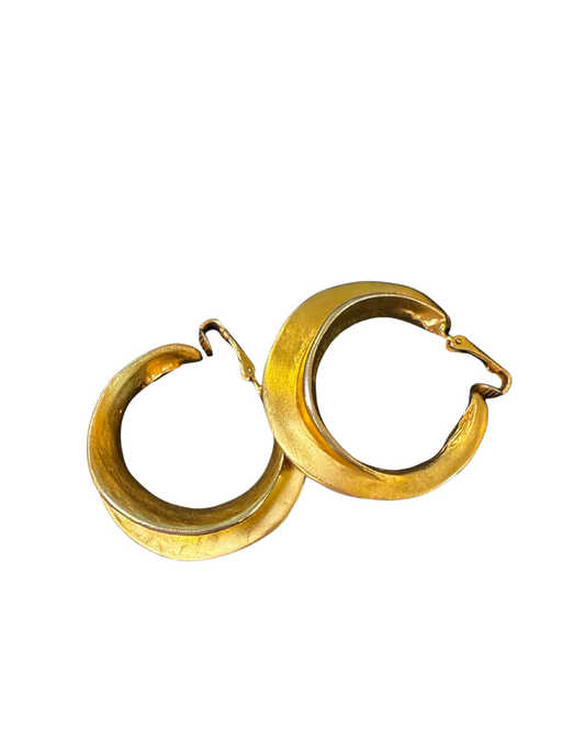 Vintage Kenneth Jay Lane Gold Plated Hoop Clip On Earrings