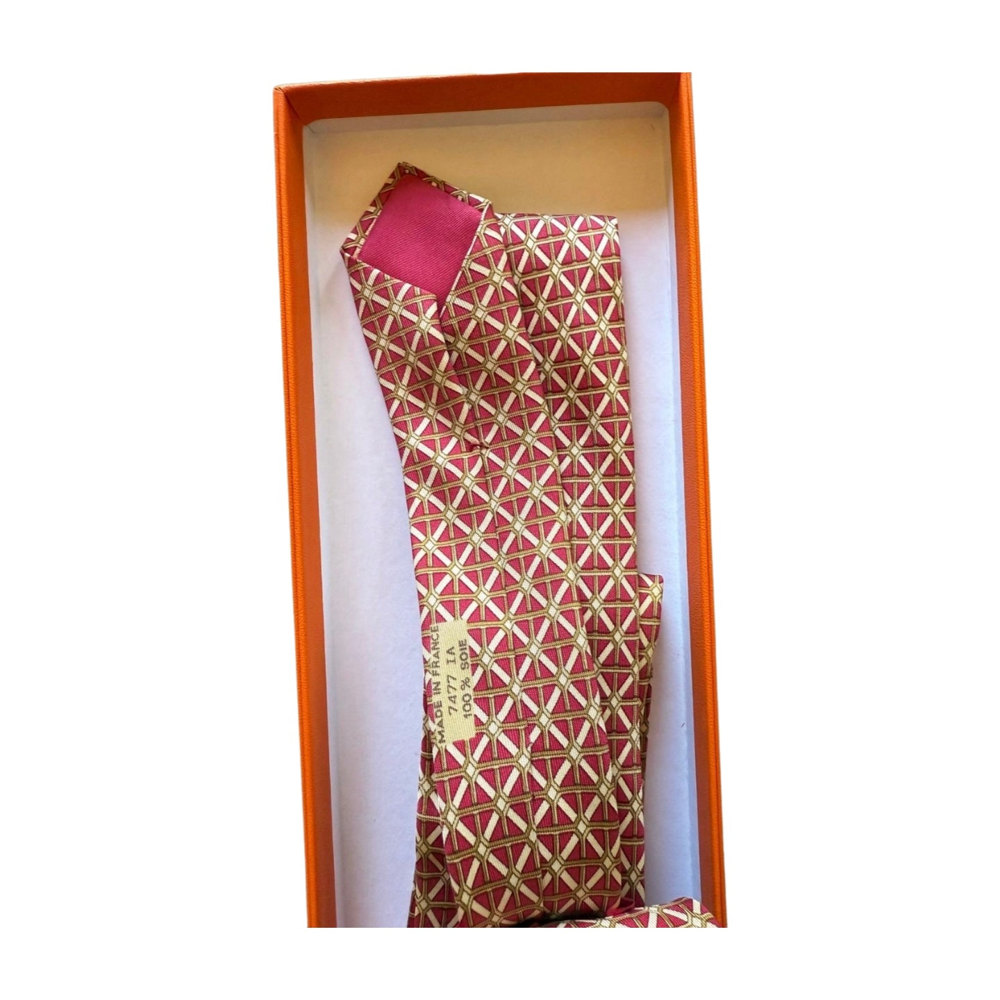 Hermès Paris Men's Silk Tie in Geometric Pattern