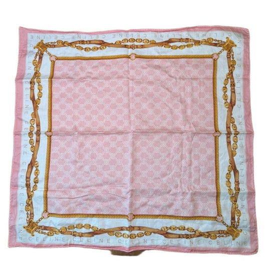 Celine Handkerchief Womens Pink Multi Equestrian Chain Triomphe Print