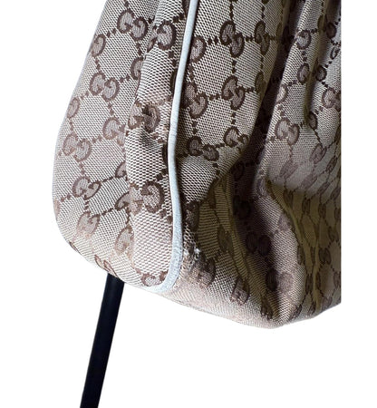Gucci Shoulder Bag Womens Beige White Abbey Pleated GG Monogram