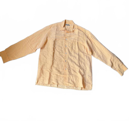 Ermenegildo Zegna Men’s Long Sleeve Linen Blend Shirt, XL