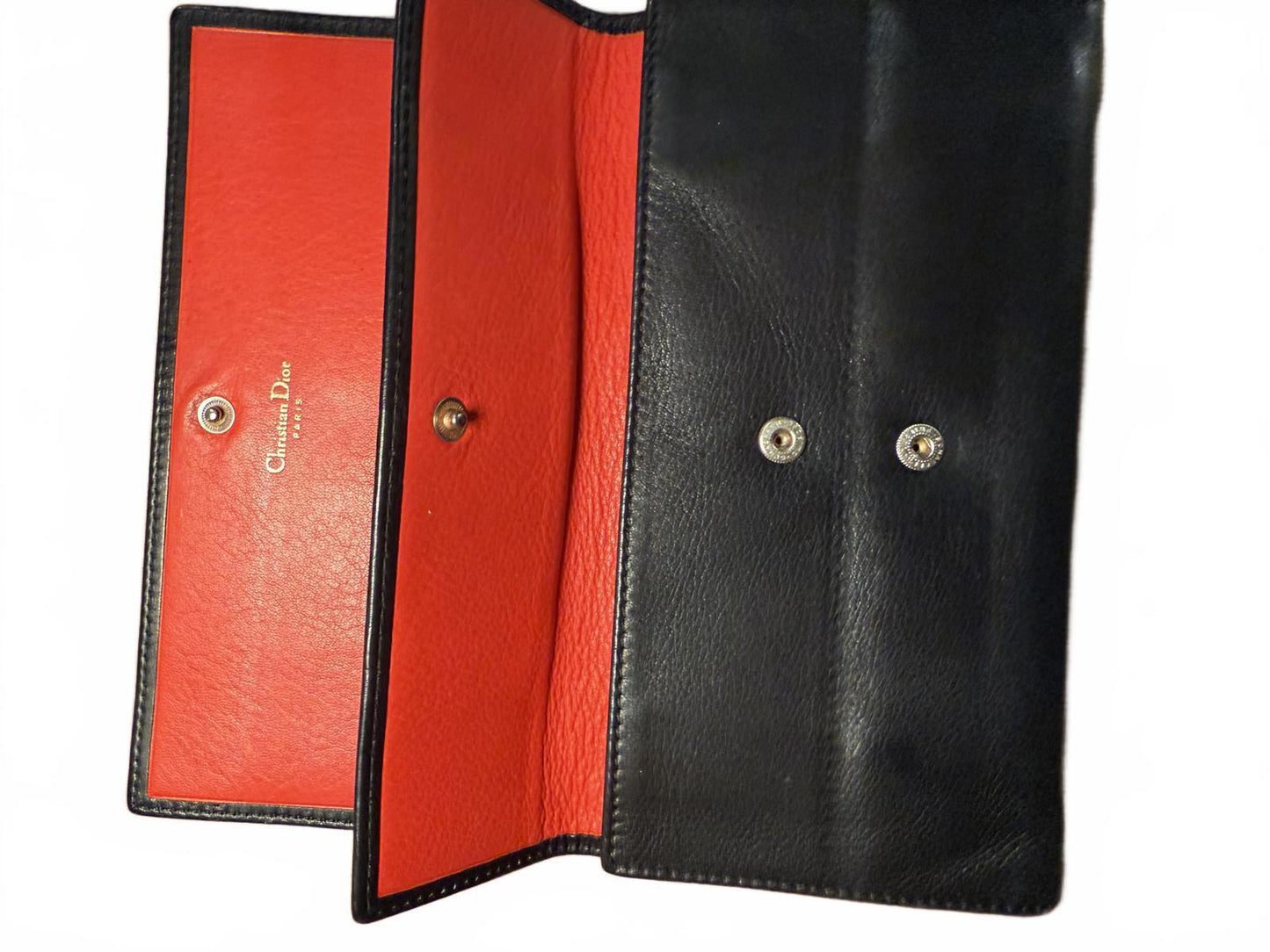 Christian Dior Black Leather Long Wallet with CD Logo