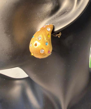 Gold Tone Multicolor Rhinestone Earrings