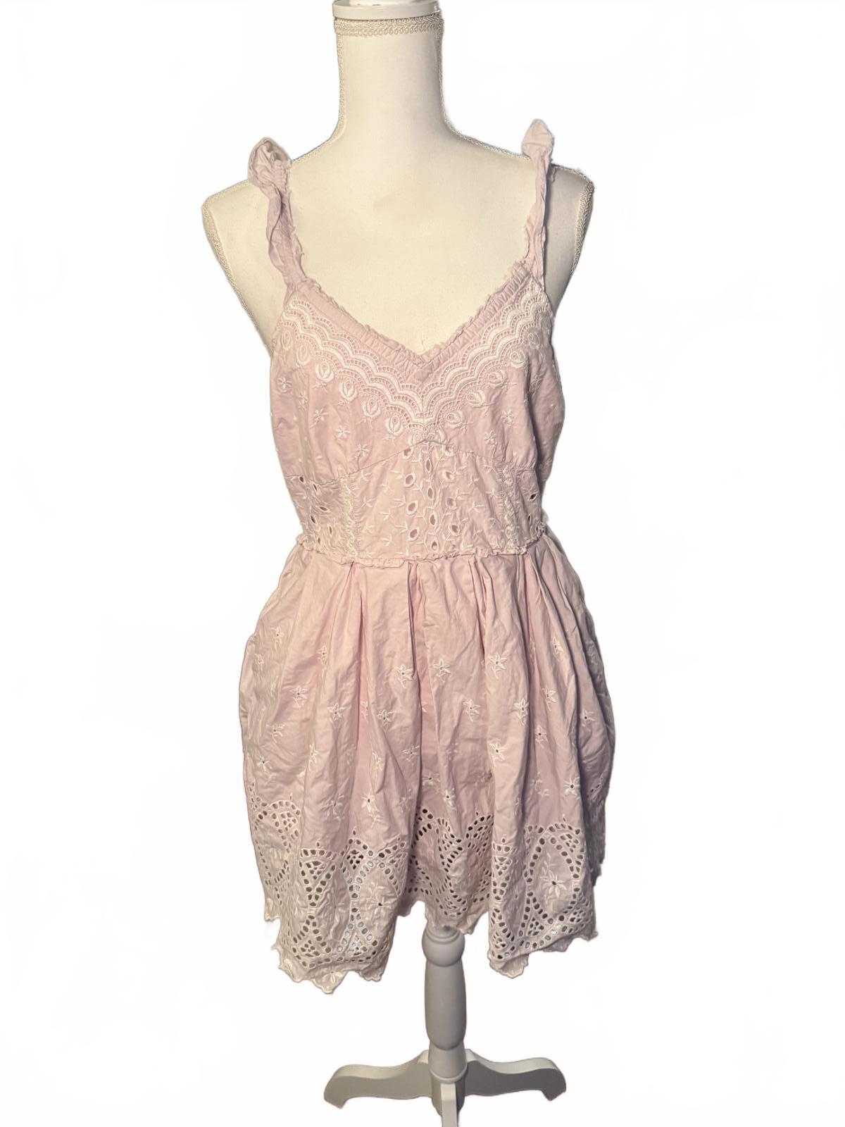 LoveshackFancy Pink Eyelet Lace Summer Dress, Size 6