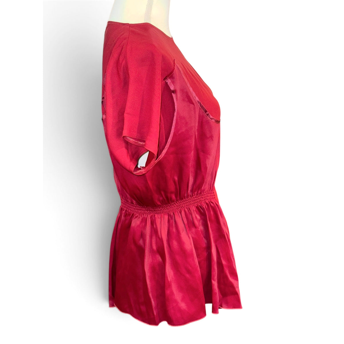 MM6 Maison Margiela Red Short-Sleeve Asymmetric Top, Size 40