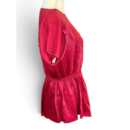 MM6 Maison Margiela Red Short-Sleeve Asymmetric Top, Size 40