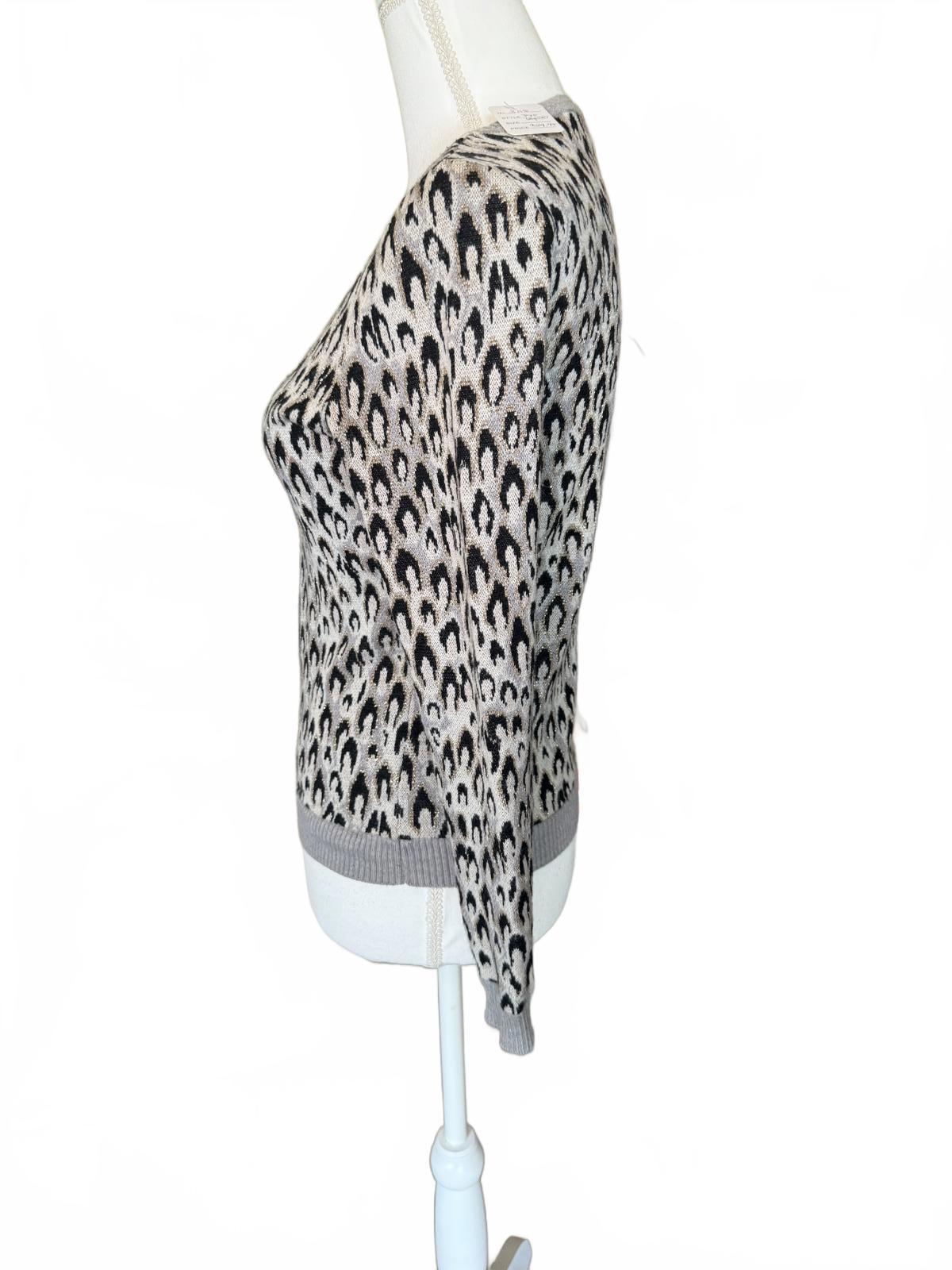 Diane Von Furstenburg Long Sleeve Leopard Print Sweater, Small