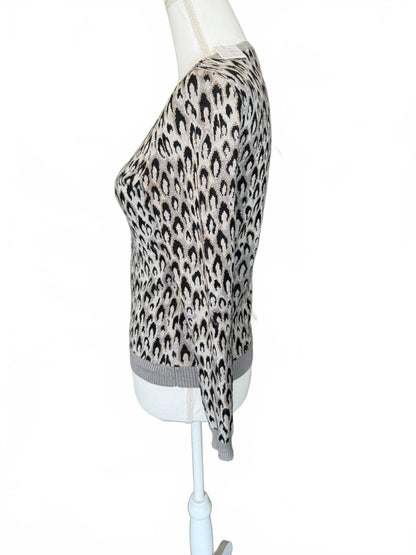 Diane Von Furstenburg Long Sleeve Leopard Print Sweater, Small