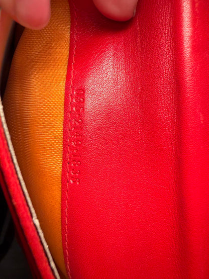 Red Leather Gucci Wallet with Gold Horsebit Detail