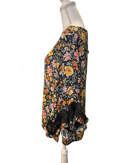 Kobi Halperin Floral Print Silk Blouse, Large