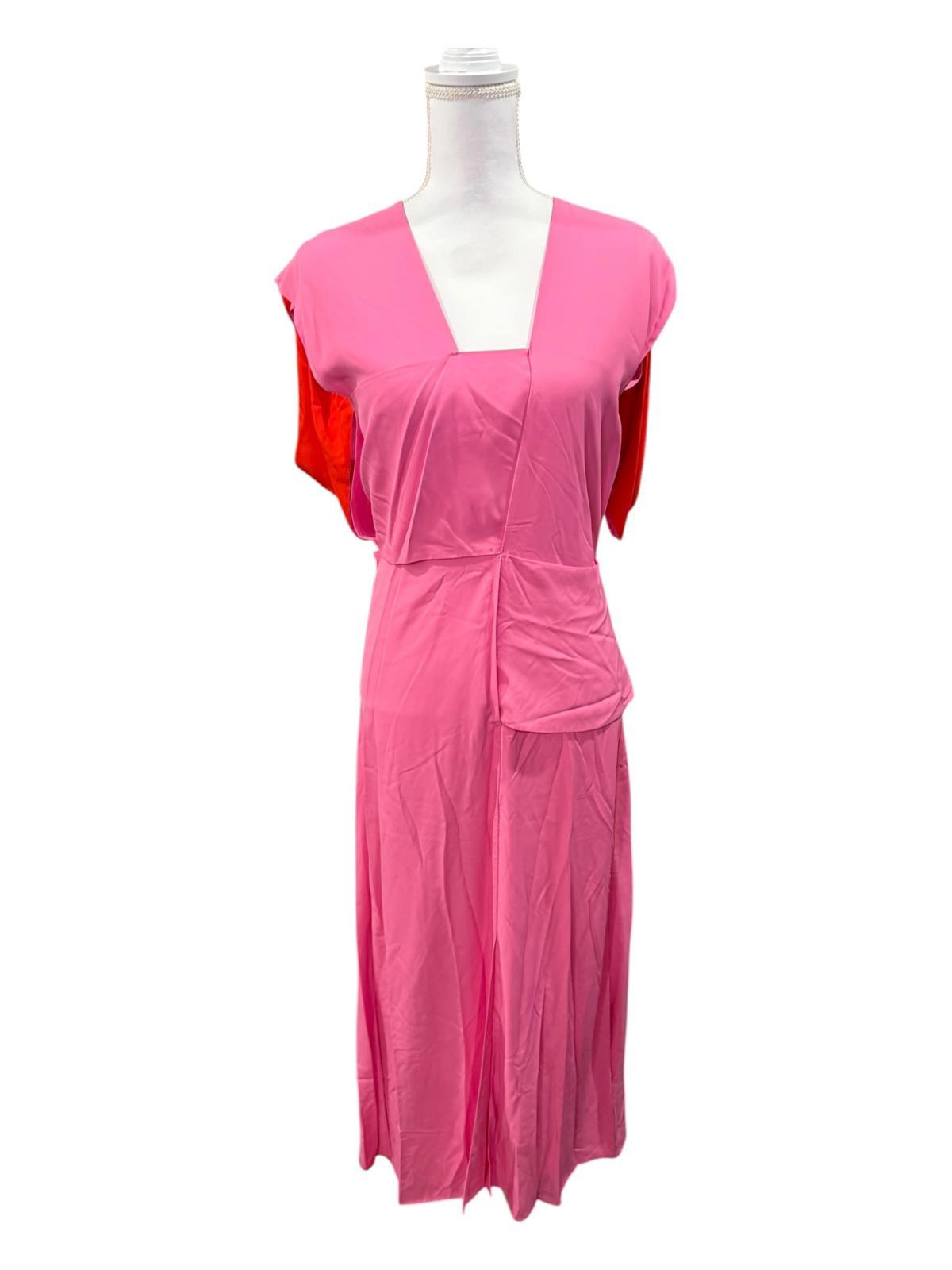 New Bottega Veneta Two-Tone Barbie Pink Cut-Out Midi Dress, US 2/IT 38