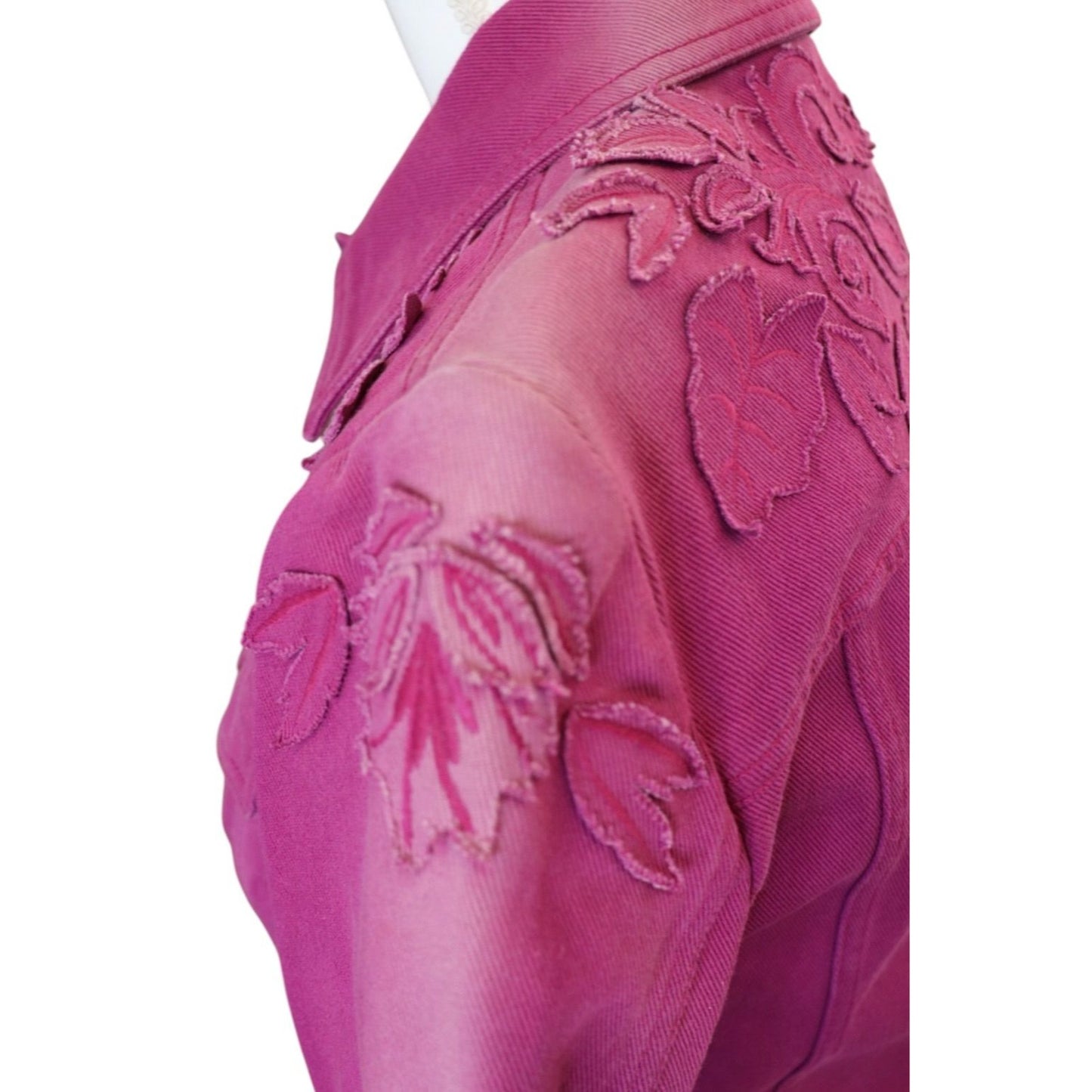 Etro Milano Womens Embroidered Fuchsia Denim Jacket, Size 42 NWT