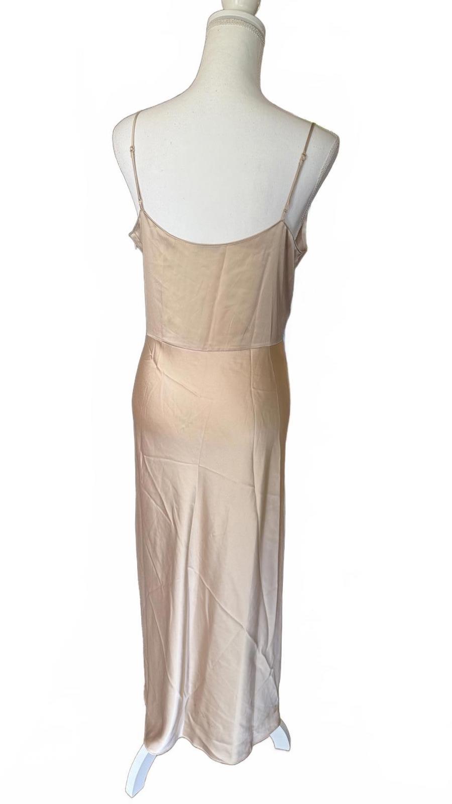 New Vince Gold Satin Slip Dress with Spaghetti Straps, Size 10