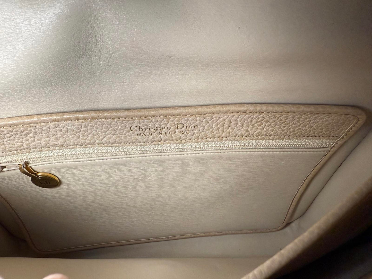 Christian Dior Beige Leather Shoulder Bag