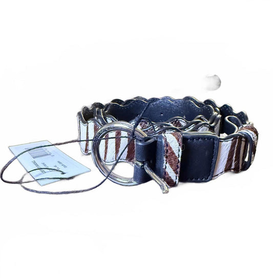 Loeffler Randall Women's Leather and Calf Hair Zebra Print Belt, size M/L (NWT)