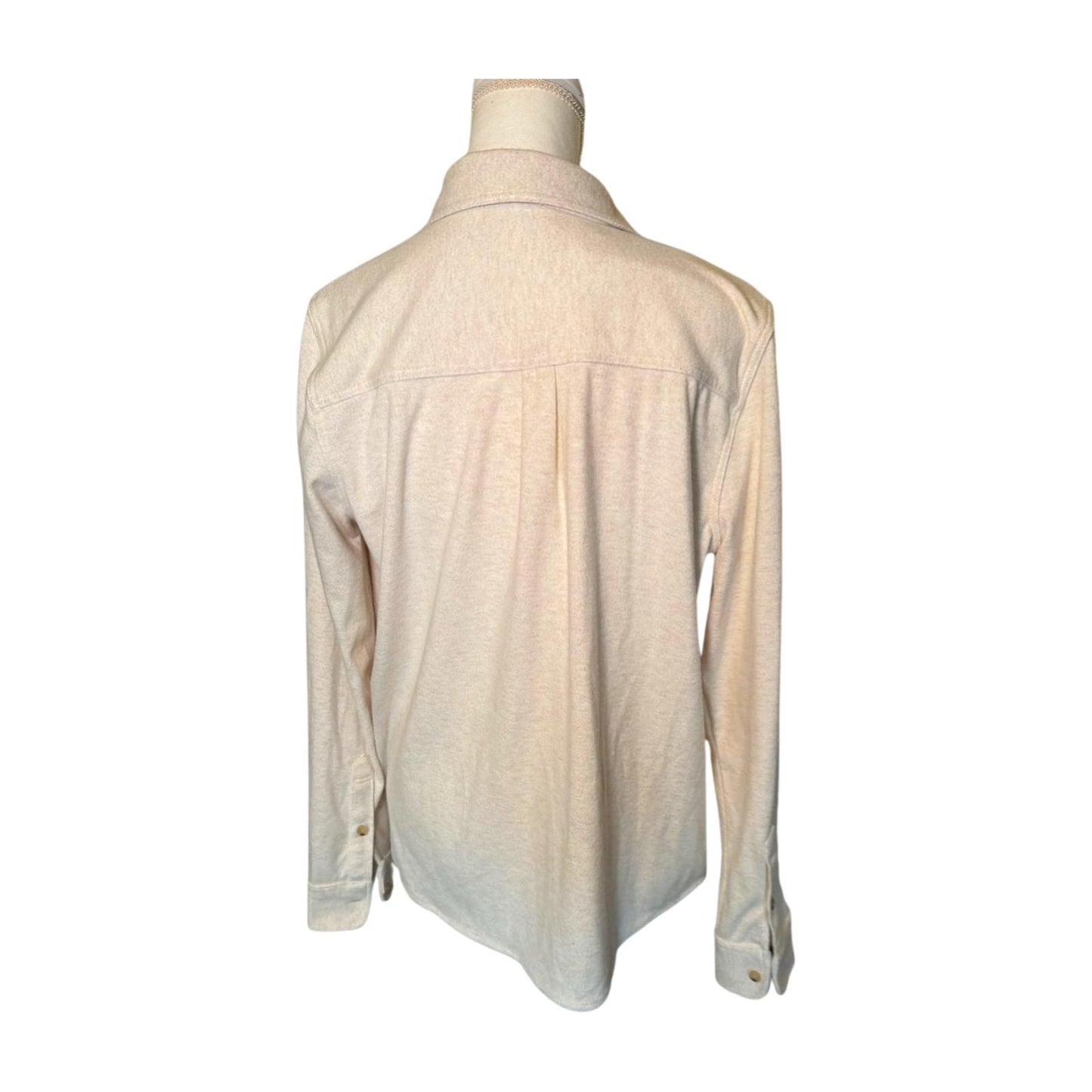 New Faherty Long Sleeve Button-Up Shirt in Beige, Large