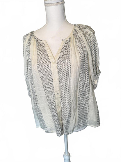 New Liverpool Striped Women's Blouse with Button Front, Medium