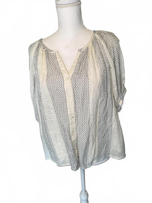 New Liverpool Striped Women's Blouse with Button Front, Medium