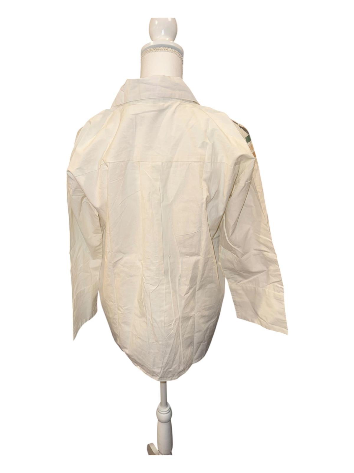 New Nazila Couture Women's White Button-Up Blouse, size small