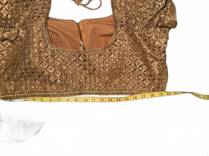 Nazila Couture Gold Choli Blouse, Large