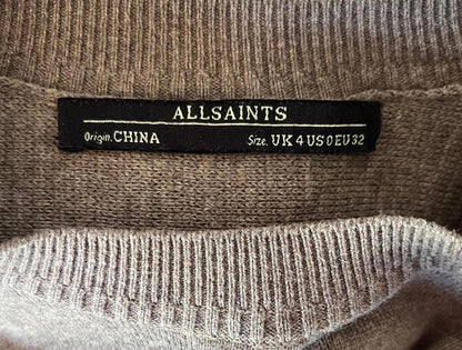 All Saints Long Sleeve Knit Dress in Brown, Size 0