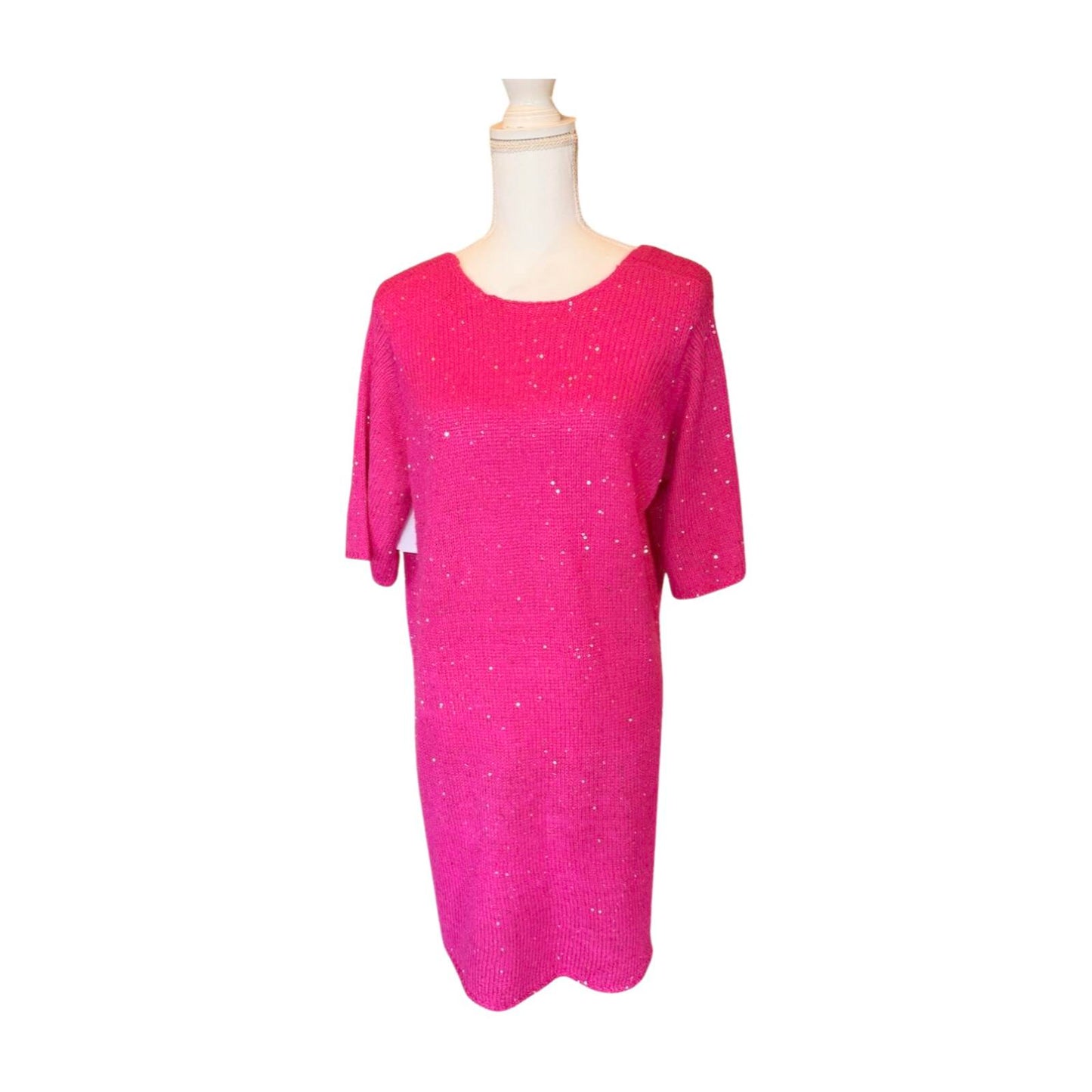 New Vero Moda Hot Pink Sequin Knit Dress/Top, size XL