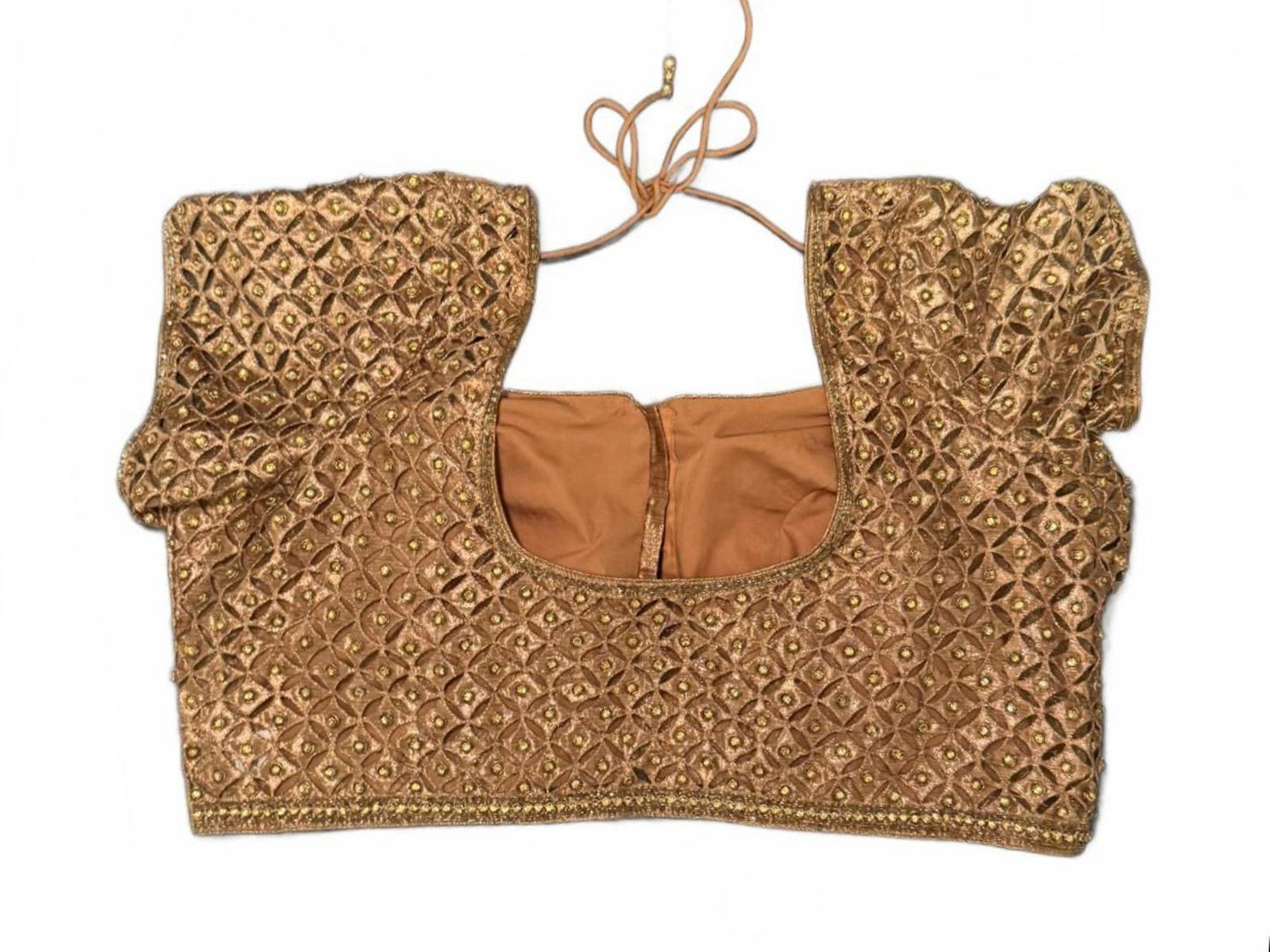 Nazila Couture Gold Choli Blouse, Large