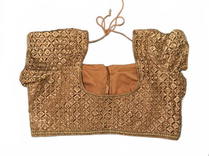 Nazila Couture Gold Choli Blouse, Large