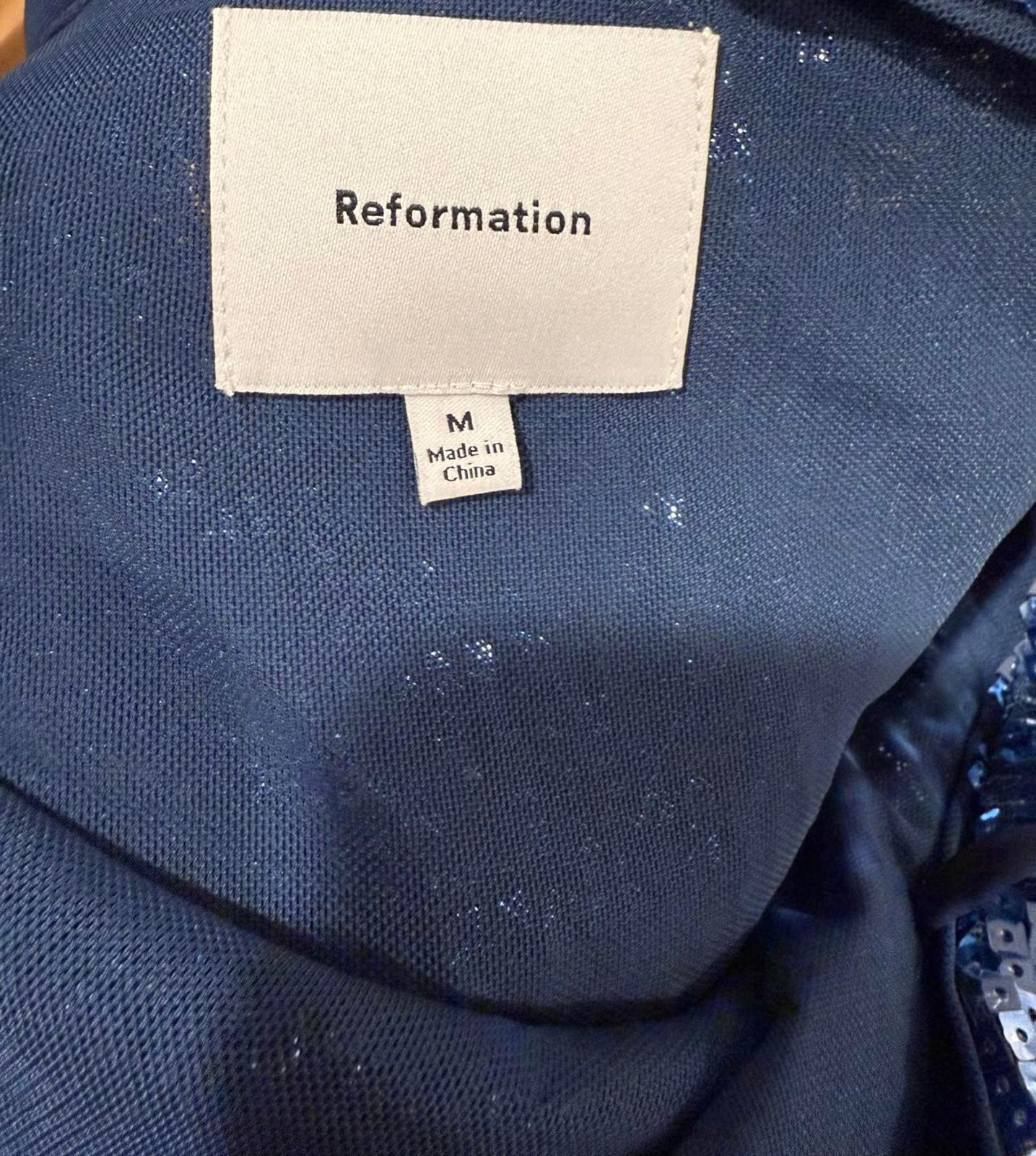 Reformation Navy Sequin Gown, Size M
