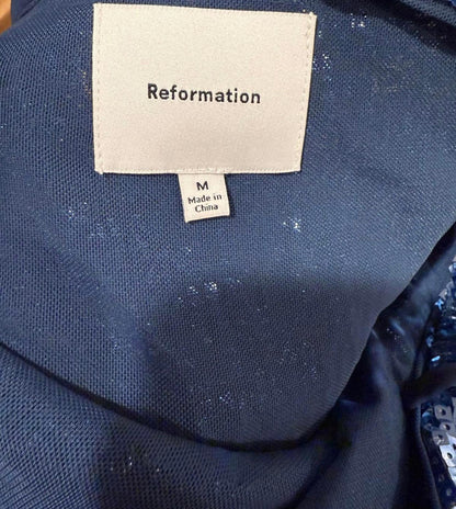 Reformation Navy Sequin Gown, Size M