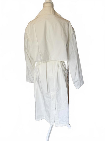 New Bottega Veneta Women's White Trench Coat with Belt and Double-Breasted Buttons, size IT 48