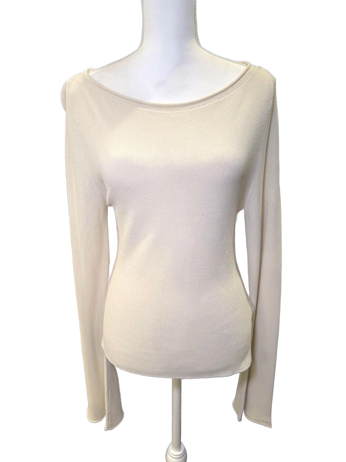 Good American Long Sleeve Knit Top in Cream, Large (NWT)