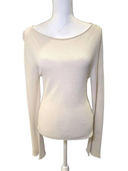 Good American Long Sleeve Knit Top in Cream, Large (NWT)