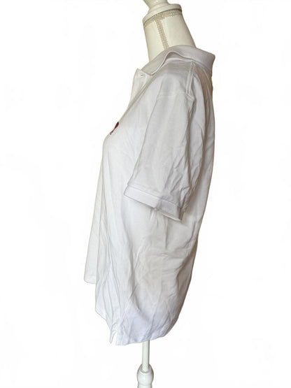 AMI Paris White Polo Shirt with Red 'A' Heart Logo