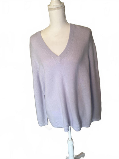 New C by Bloomingdales Cashmere Purple V-Neck Sweater, XXL