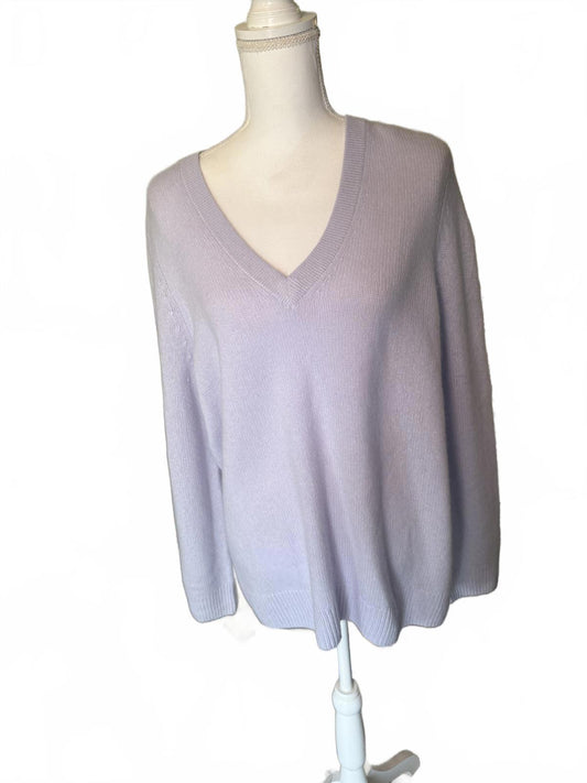 New C by Bloomingdales Cashmere Purple V-Neck Sweater, XXL