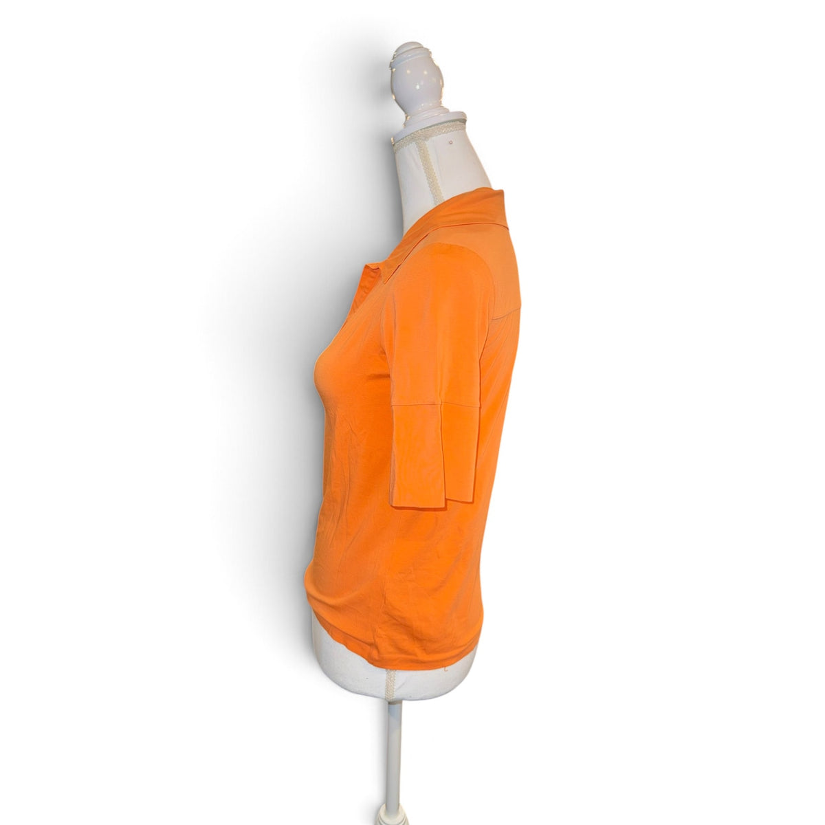 Jil Sander Orange Short-Sleeve Open-Collar Polo Top, L