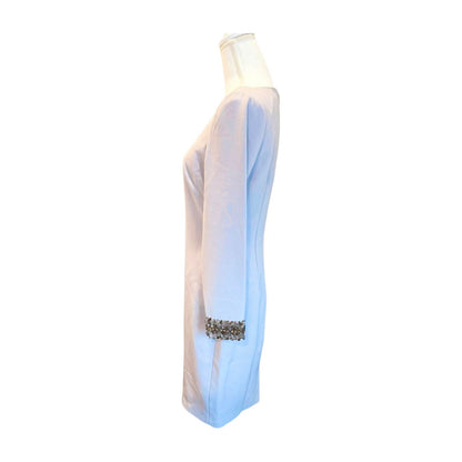 New Badgley Mischka Embellished Cuff Sheath Dress, size 8