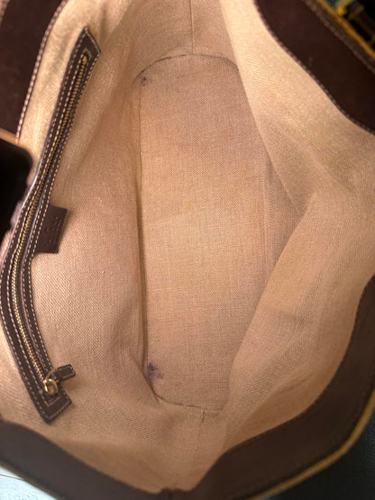 Vintage Gucci Horsebit Tote Bag Canvas Beige