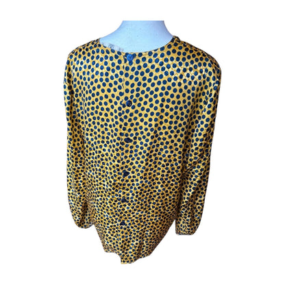 Vintage Valentino Miss V 100% Silk Polka Dot Blouse, Size 10 (44)
