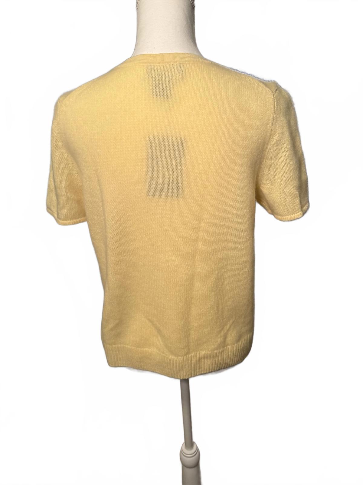 New Bloomingdale's Cashmere Short Sleeve Sweater - Yellow, Size L