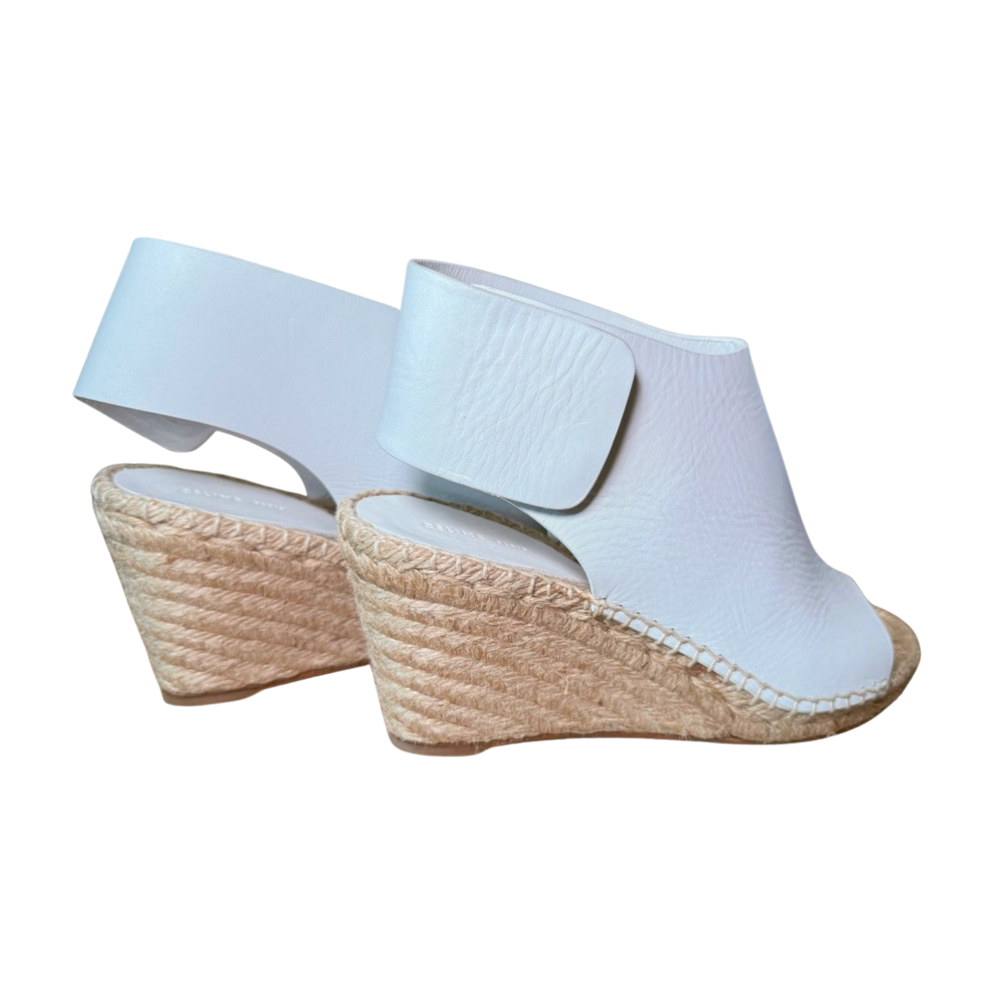 Celine White Leather Espadrille Wedge Sandals, Size 36 (US 5.5/6)