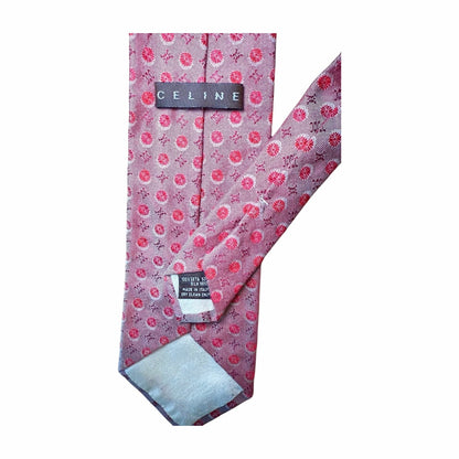 Celine Pink & Red Dot Pattern Silk Tie 