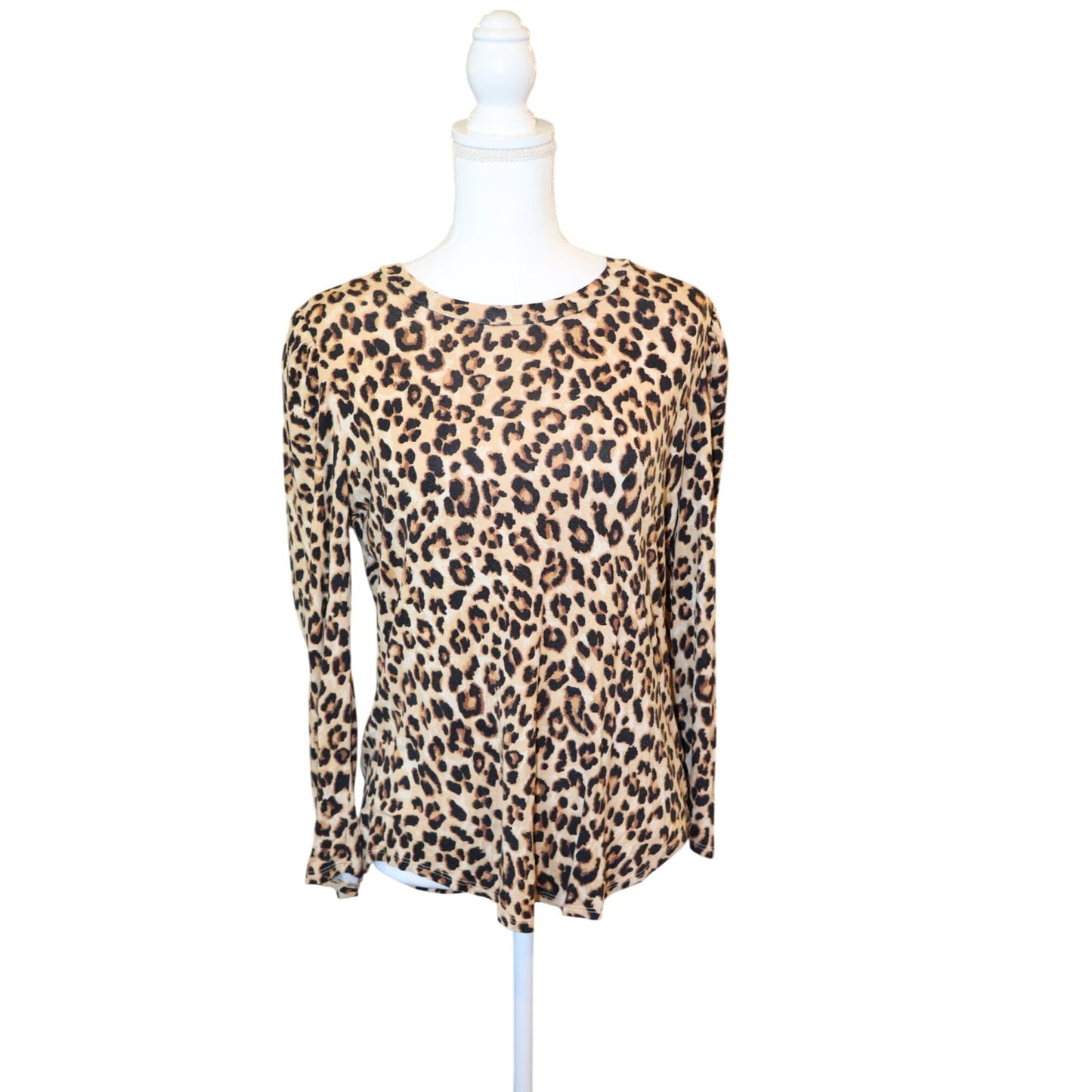 Veronica Beard orter Leopard High Neck Puff Sleeve Top, Medium