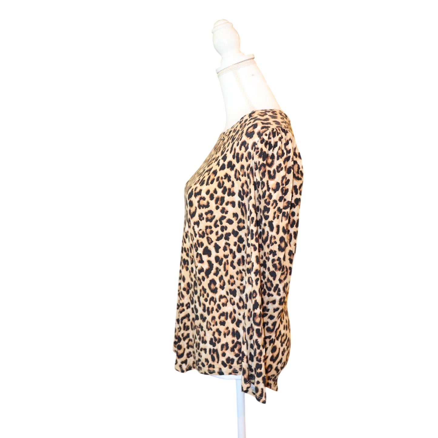 Veronica Beard orter Leopard High Neck Puff Sleeve Top, Medium