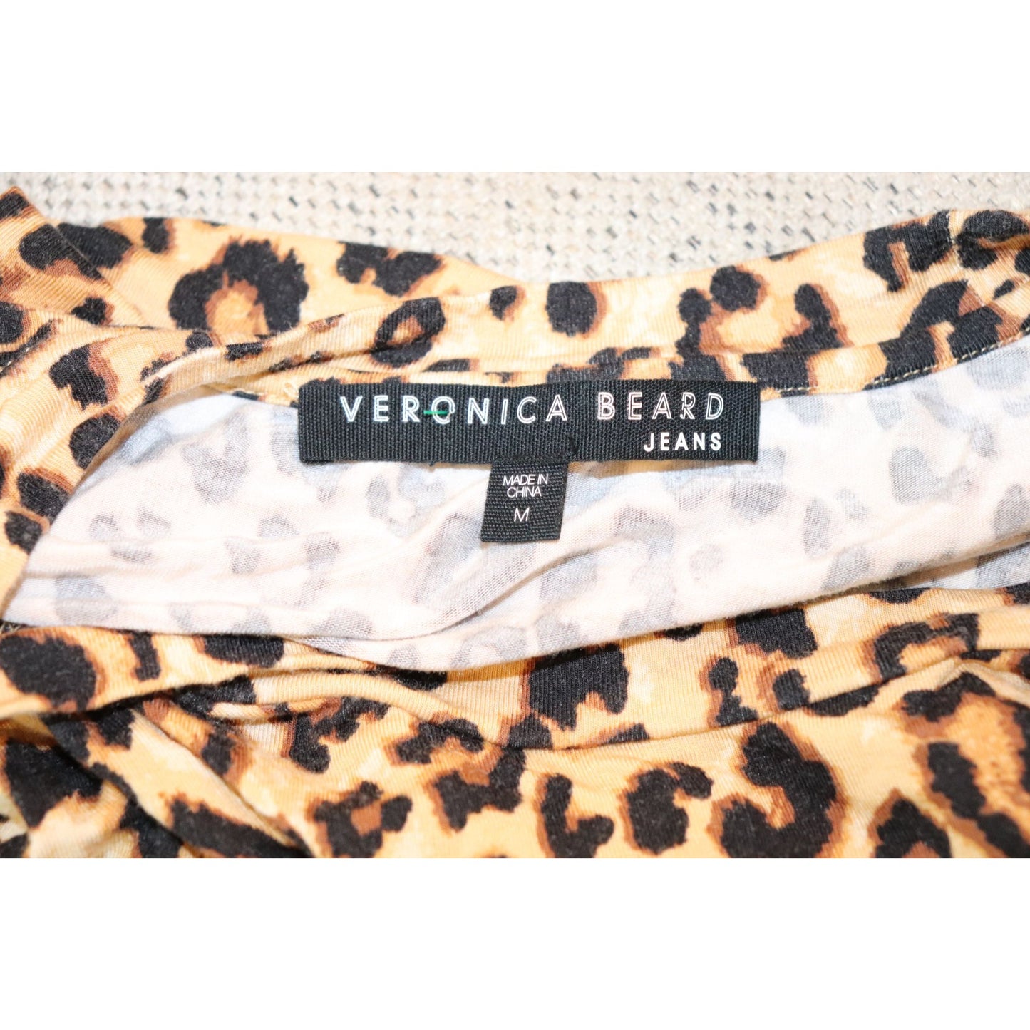 Veronica Beard orter Leopard High Neck Puff Sleeve Top, Medium