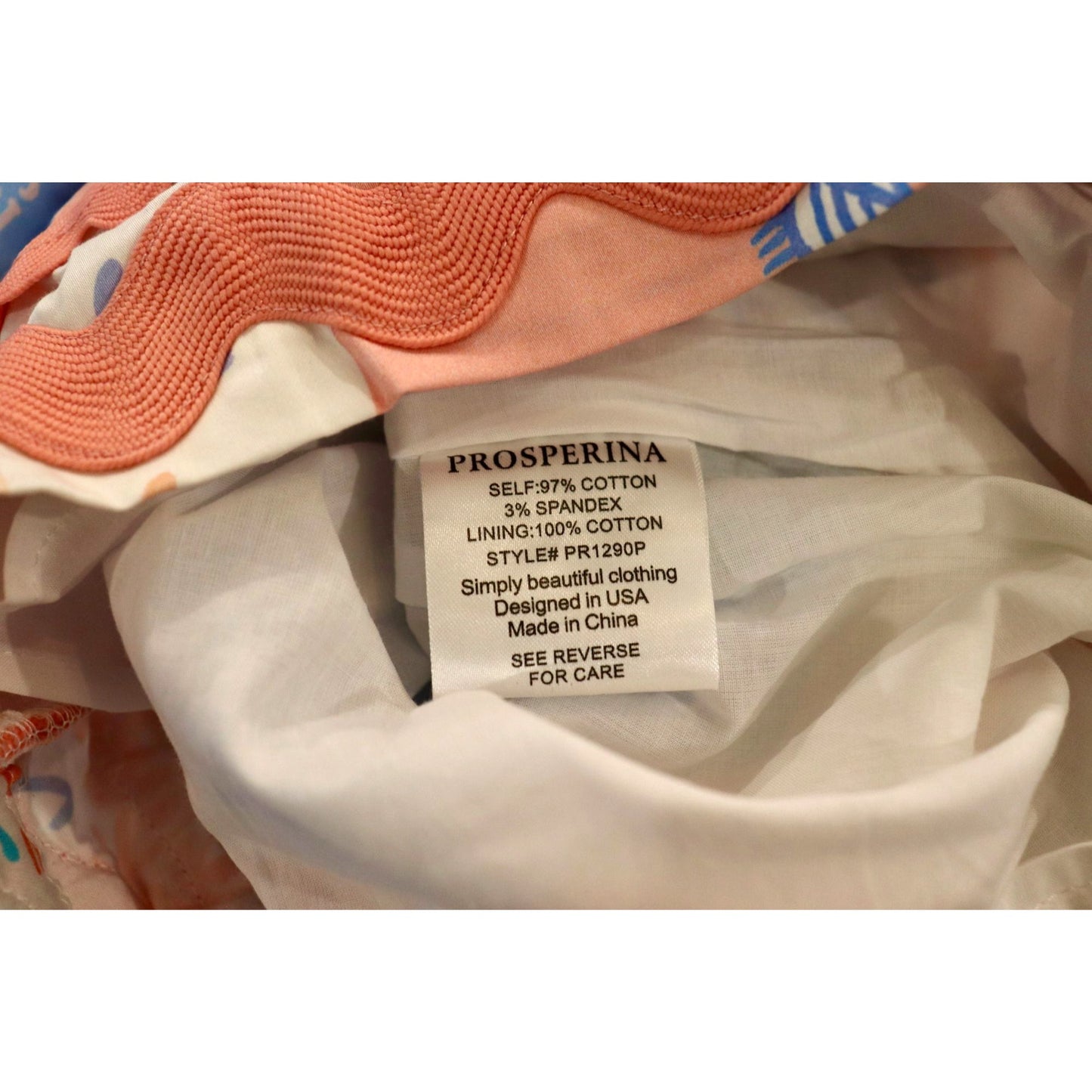Prosperina Sienna Multi Print Cotton Tab Shorts, Medium NWT