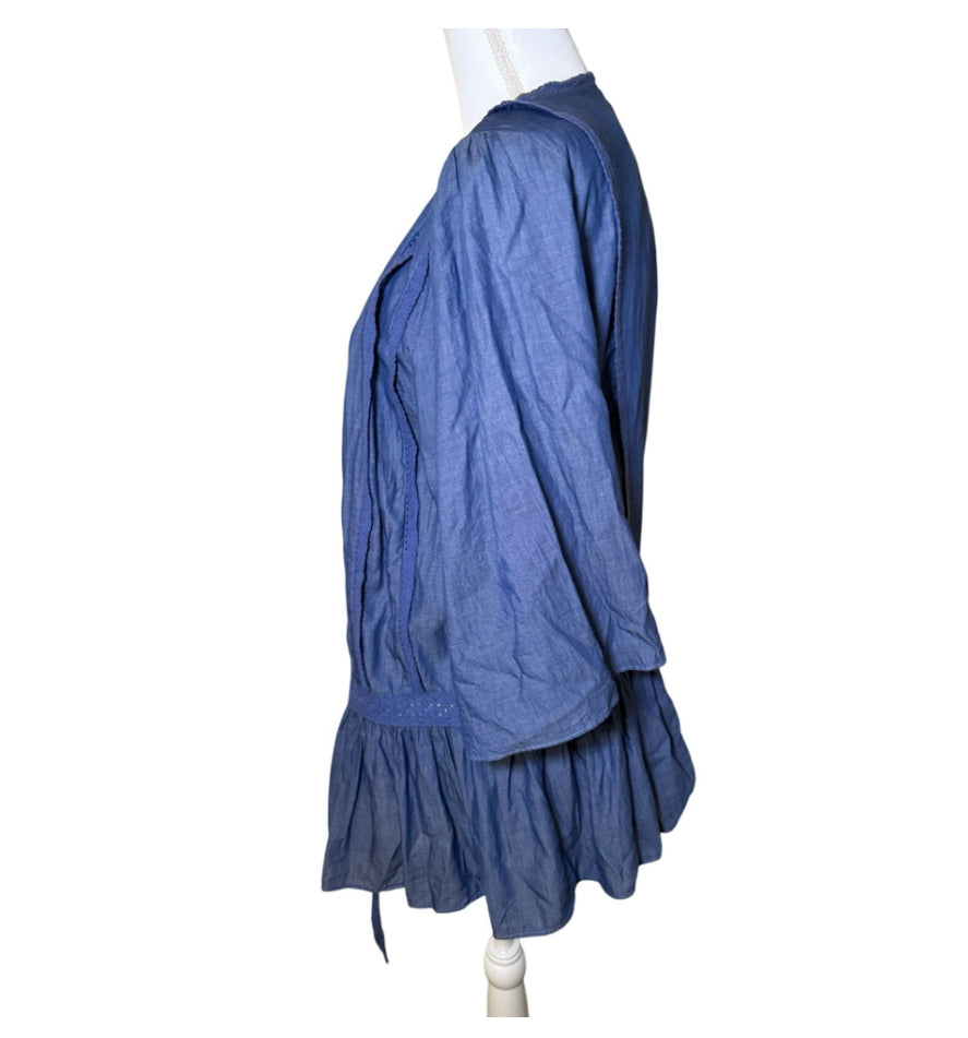 Matilda Jane “Hour by Hour” Chambray Tie Top, Size Large