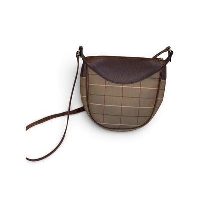 Burberry Brown Plaid Crossbody Shoulder Bag With Adjustable Strap